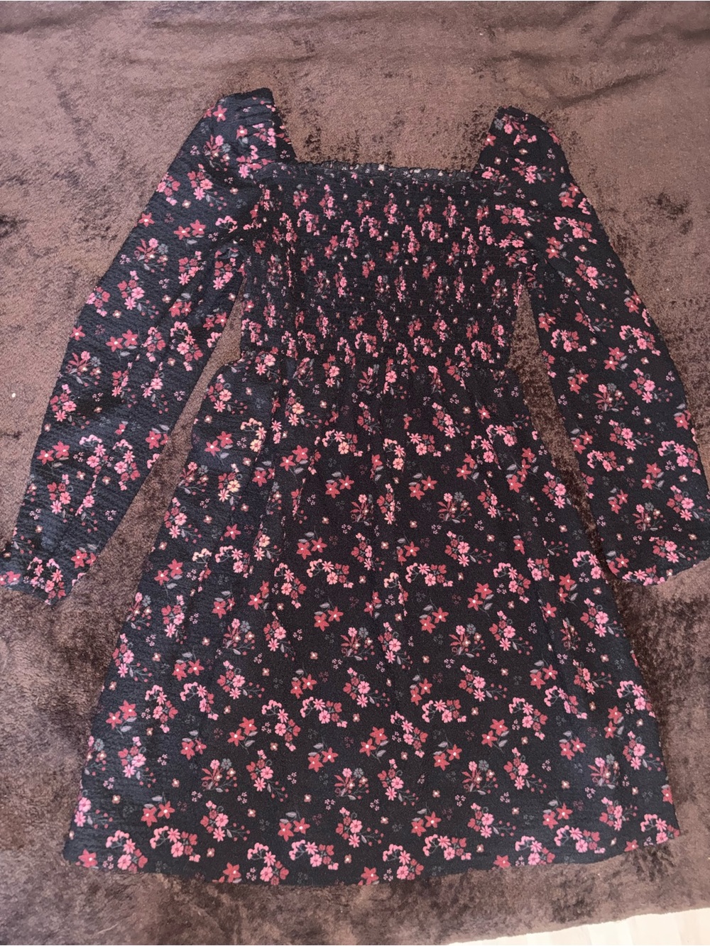 wonder nation  🌺🌸Black Floral Long Sleeve SCasual Dress